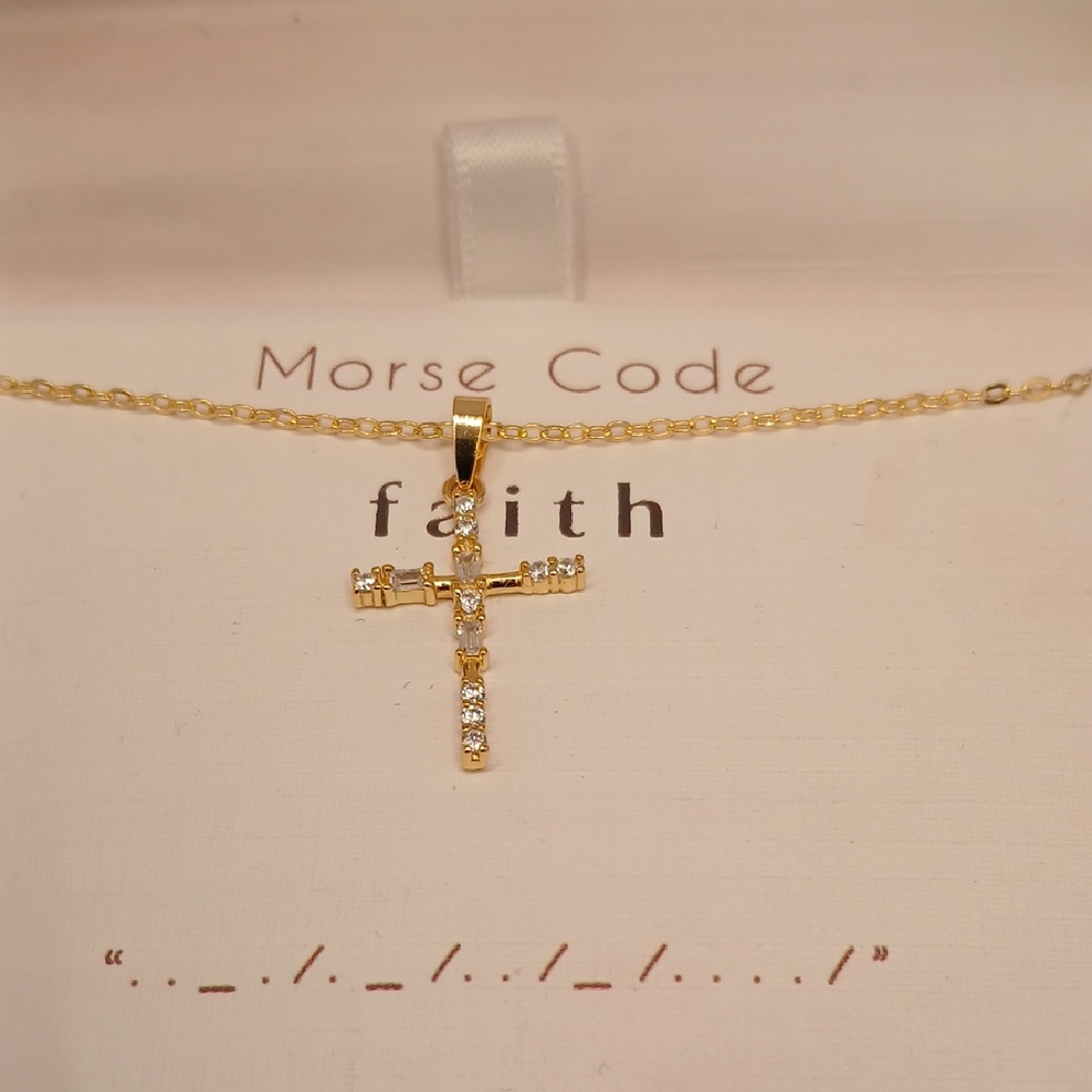 Gold Cross Necklace with Crystals